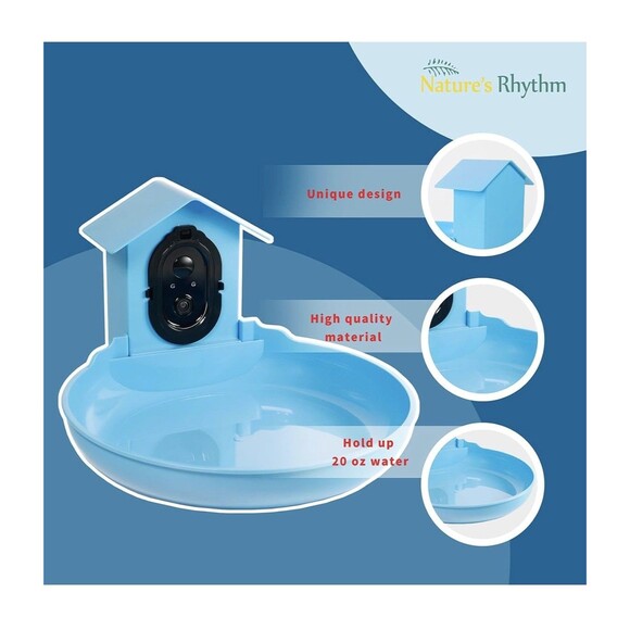 NEW Nature’s Rhythm Smart Bird Bath Feeder Video Recorder AI Bird Identification - Picture 3 of 16